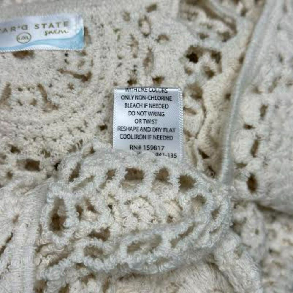 Altar'd State Pensacola Crochet Cream Maxi Dress Cover Up Sleeveless Size L/XL - Picture 7 of 9